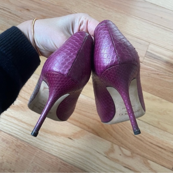 Jimmy Choo Purple Python Leather Snake Print Abel Pointed Toe Pumps EUC Sz 37.5 - Picture 7 of 12